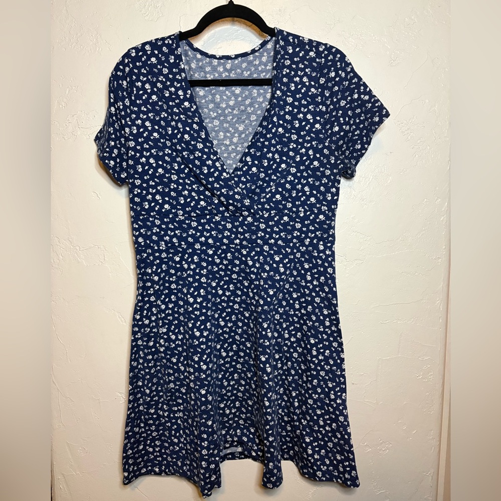 ✨ Shein Curve Navy Blue Floral Fit & Flare Dress – Size 0XL ✨